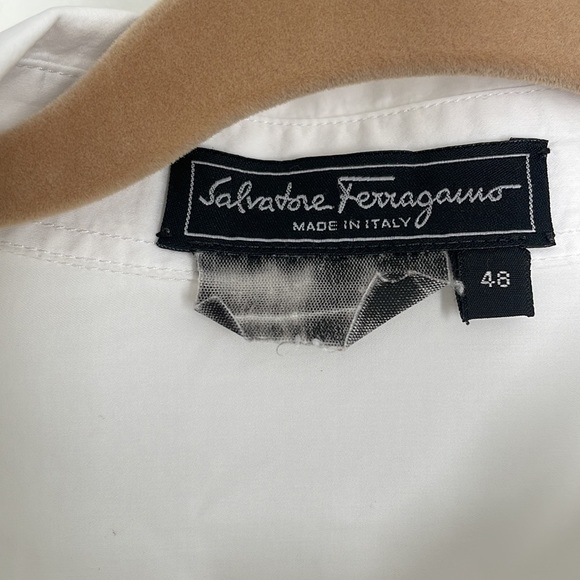 Salvatore Ferragamo White Buttoned Down Shirt / Size 14 - Picture 6 of 11